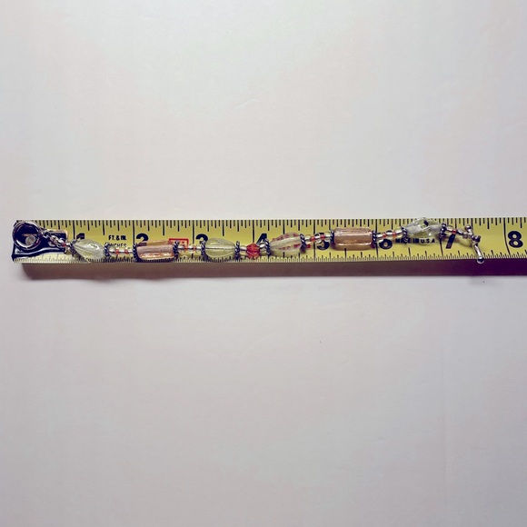 Handmade Artisan Clear and Pale Pink Glass and Silver-tone Beads Bracelet - Picture 4 of 7